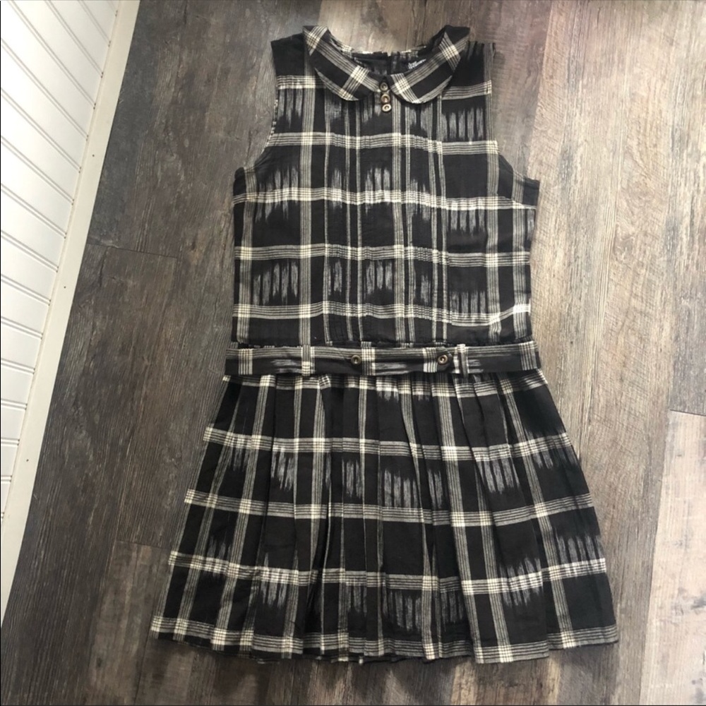 Dear Creatures | Black & Cream Plaid Pleated Dress